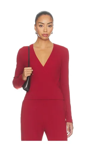 Lauren Crop Wrap Top in Red. - size L (also in M, S, XL, XS) - LESET - Modalova