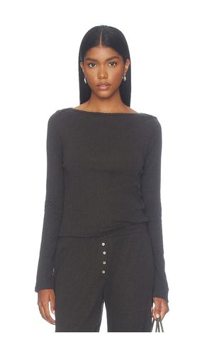 Pointelle Long Sleeve Bateau Top in Grey. - size XS (also in S, M, L, XL) - LESET - Modalova