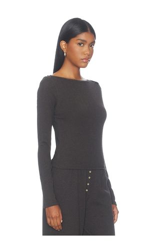 Pointelle Long Sleeve Bateau Top in Grey. - size XS (also in S, M, L, XL) - LESET - Modalova