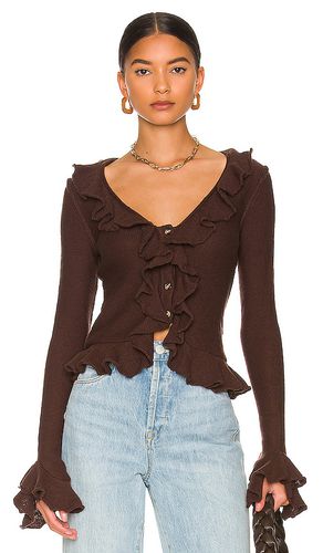 Ruffle Sweater Cardigan in Chocolate. - size L (also in S, XS, XXS) - LPA - Modalova