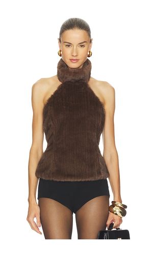 Maria Faux Fur Turtleneck Top in Chocolate. - size S (also in L) - LPA - Modalova