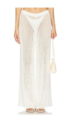 Mia Windowpane Knit Pant in Cream. - size L (also in M, S, XL) - La Porte - Modalova