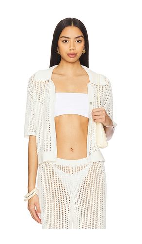 Ophelia Windowpane Knit Top in Cream. - size L (also in M, S, XL) - La Porte - Modalova