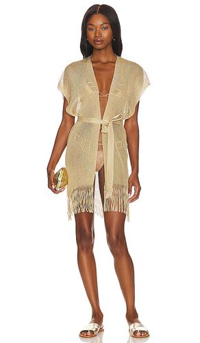 Finge Short Caftan in Metallic Gold - Luli Fama - Modalova