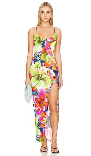 Tropical Illusions Fitted Side Slit Maxi Dress in Green. - size L (also in XS) - Luli Fama - Modalova