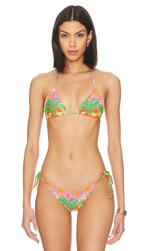 Palm Breeze Wavy Luxe Bikini Top in Green,Pink. - size L (also in S) - Luli Fama - Modalova