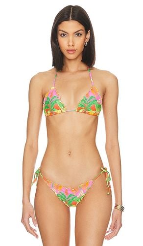 Palm Breeze Wavy Luxe Bikini Top in Green,Pink. - size L (also in S, XS) - Luli Fama - Modalova