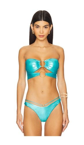 Double Loop Bandeau Crop Top in Teal. - size L (also in M, S, XL) - Luli Fama - Modalova