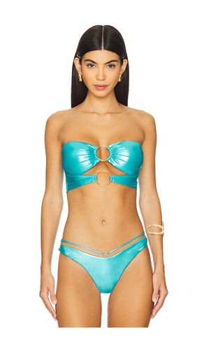 Double Loop Bandeau Crop Top in Teal. - size L (also in M, XL) - Luli Fama - Modalova