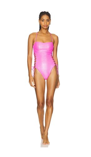 Square Neck Laced Up One Piece in Pink. - size S (also in XS) - Luli Fama - Modalova