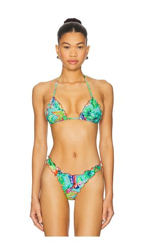 Caribbean Fantasy Triangle Bikini Top in Teal. - size L (also in M, S, XL) - Luli Fama - Modalova