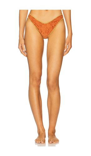 Luxe Stitch High Leg Brazilian Bikini Bottom in Rust. - size M (also in S) - Luli Fama - Modalova