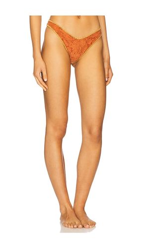 Luxe Stitch High Leg Brazilian Bikini Bottom in Rust. - size M (also in S) - Luli Fama - Modalova