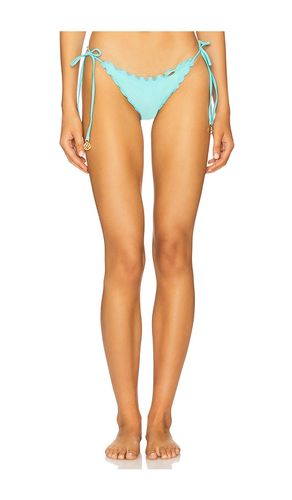Wavey Brazilian Tie Side Ruched Back Bikini Bottom in Blue. - size L (also in M, S) - Luli Fama - Modalova