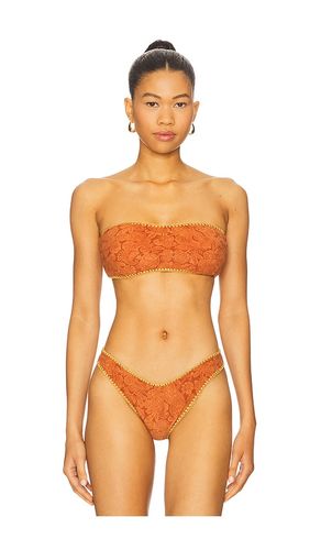 Luxe Stitch Free Form Removeable Bandeau Bikini Top in Rust. - size L (also in M, S) - Luli Fama - Modalova