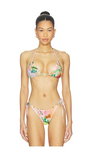 Ring Seamless Crystallized Bikini Top in Pink,Green. - size M (also in S, XS) - Luli Fama - Modalova