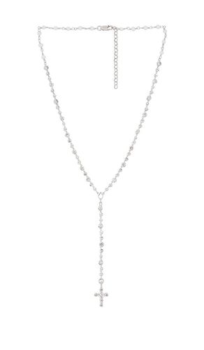 Rosette cross rosary necklace en color metálico talla all en - Metallic Silver. Talla all - Luv AJ - Modalova