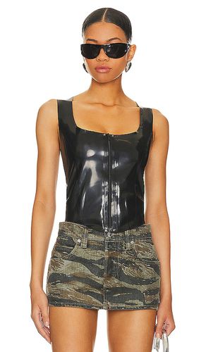 Black Zola Leather Tank Top by Miaou on Sale