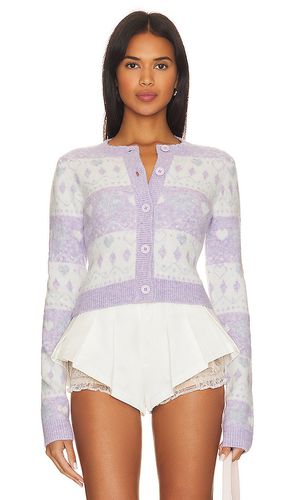 Marnie Fair Isle Cardigan in Lavender. - size L (also in M, S, XL, XS) - MAJORELLE - Modalova