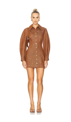 Seamed Leg Of Mutton Sleeve Mini Dress in Brown. - size 0 (also in 2, 4, 6) - MATTHEW BRUCH - Modalova