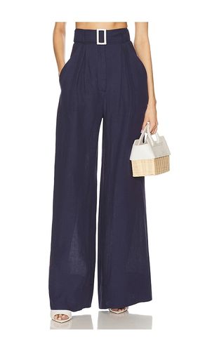 Wide Leg Pleated Pant in Navy. - size 4 (also in 8) - MATTHEW BRUCH - Modalova