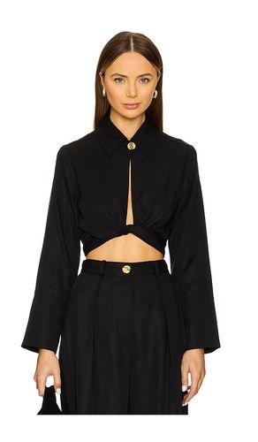 Collared Long Sleeve Wrap Top in Black. - size 2 (also in 4, 6) - MATTHEW BRUCH - Modalova