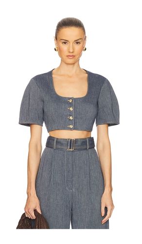 Apron Puff Sleeve Crop Top in Slate. - size 0 (also in 10, 4, 6, 8) - MATTHEW BRUCH - Modalova