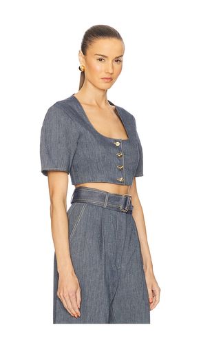 Apron Puff Sleeve Crop Top in Slate. - size 0 (also in 6, 8) - MATTHEW BRUCH - Modalova