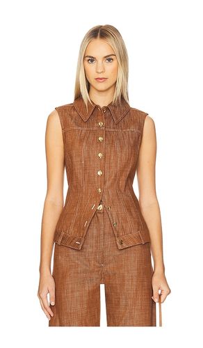 Collared Button Down Vest in Brown. - size 0 (also in 2, 4, 6, 8) - MATTHEW BRUCH - Modalova