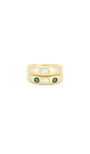 Emerald And Clear CZ Pinky Ring Set Of 2 in . Size 3. Also in 4 - MEGA - Modalova