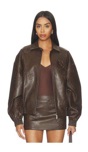 Faux Leather Floral Imprinted Baseball Jacket in . Size 36/4. Also in 42/10 - Markgong - Modalova