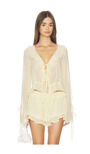 Ruffle Long Sleeve Shirt in . Size L. Also in S - Milkwhite - Modalova