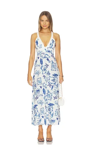 Baci Cross Back Midi Dress in White, Blue. - size M (also in S, XS) - MINKPINK - Modalova