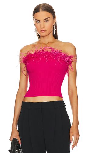 Strapless feather knit top en color rosado talla L en - Pink. Talla L (también en P, S) - MILLY - Modalova