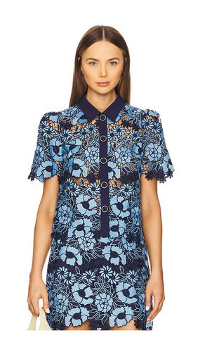 Addison two tone floral lace top en color azul marino talla L en - Navy. Talla L (también en M, P, S) - MILLY - Modalova