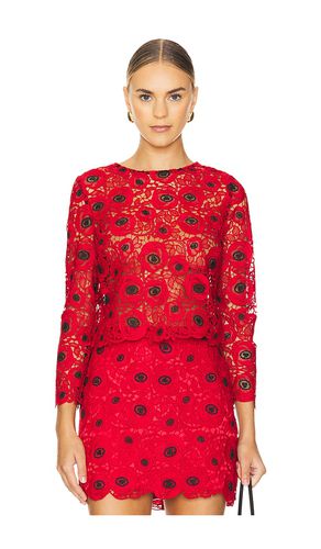 Nori lace long sleeve top en color rojo talla L en - Red. Talla L (también en M, P, S) - MILLY - Modalova