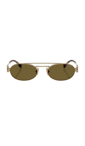 Oval Sunglasses in Metallic Gold - Miu Miu - Modalova