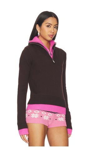 Double Layer Half Zip Sweater in Chocolate. - size S (also in XS, M, L) - Monse - Modalova