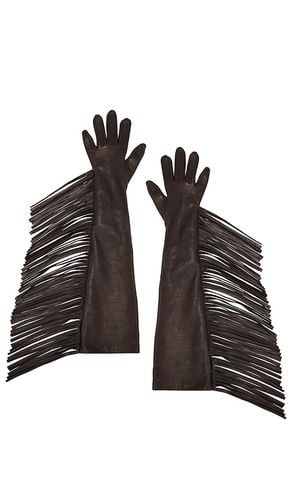 Long Fringed Leather Gloves in Brown. - size 6.5 (also in 7, 7.5) - MANOKHI - Modalova