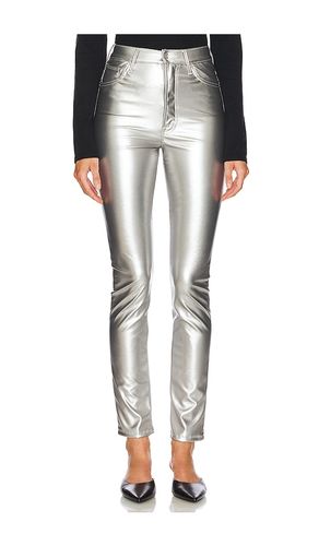 High Waisted Rail Skimp Jeans in Metallic Silver. - size 23 (also in 25, 26, 27, 28) - MOTHER - Modalova
