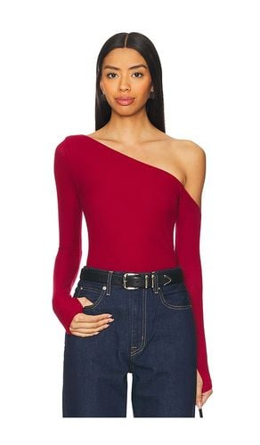 Magdaleno Asymmetrical Fitted Cold Shoulder Long Sleeve Top in Red. - size L (also in M, S, XL, XS) - Michael Lauren - Modalova