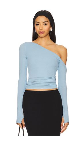 Magdaleno Long Sleeve Asymmetrical Fitted Cold Shoulder Top in Baby Blue. - size L (also in S) - Michael Lauren - Modalova
