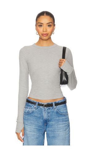 Axl Long Sleeve Crop Fitted Top in Light Grey. - size L (also in M, S, XL, XS) - Michael Lauren - Modalova
