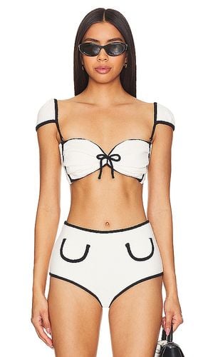 X Olivia Culpo Cabana Bows Bikini Top in Cream. - size L (also in M, S, XS) - Montce Swim - Modalova