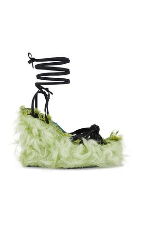 Sculpted Wedge Faux Fur Plush Knotted Sandals in Green. - size 36 (also in 37, 38, 39, 40) - Masha Popova - Modalova