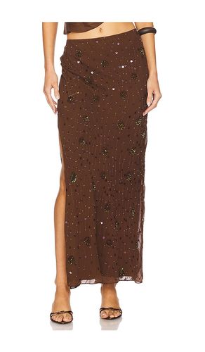 Beaded Low Rise Skirt in Chocolate. - size L (also in M, S, XS) - Mirror Palais - Modalova