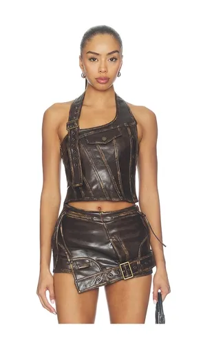 Off-shoulder Leather Crop Top in . Size L. Also in M, S, XS - MARRKNULL - Modalova