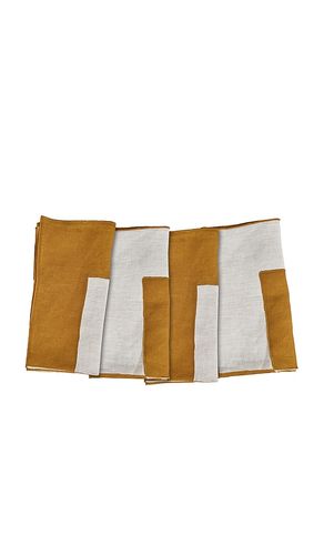 Linen Embroidered Napkins Set Of 4 in Orange - Misette - Modalova