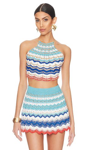 Hand Crochet Chevron Pattern Crop Top in Blue. - size M-L (also in XS-S) - My Beachy Side - Modalova