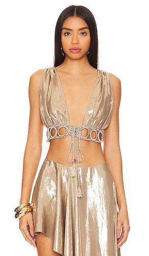 Low Cut V Neck Crop Top in Metallic Bronze. - size L (also in M) - My Beachy Side - Modalova